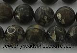 CAG9384 15.5 inches 12mm round matte turritella agate beads