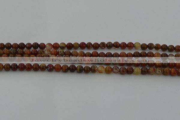 CAG9390 15.5 inches 4mm round red moss agate beads wholesale