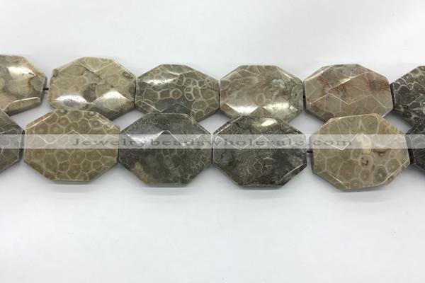 CAG9443 33*45mm - 35*48mm faceted octagonal chrysanthemum agate beads