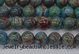 CAG9471 15.5 inches 4mm round blue crazy lace agate beads