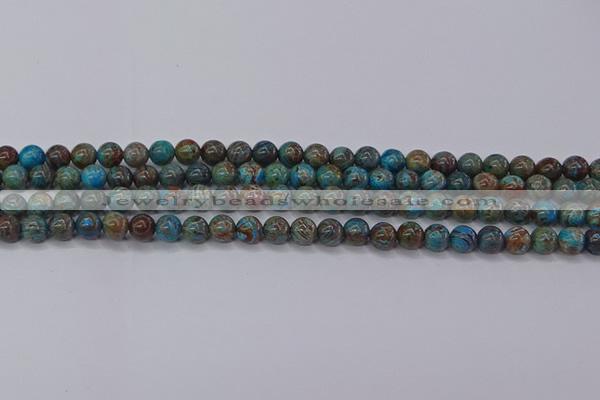 CAG9471 15.5 inches 4mm round blue crazy lace agate beads