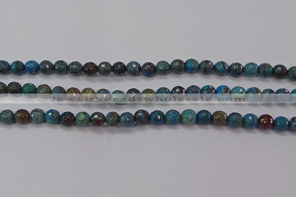 CAG9481 15.5 inches 6mm faceted round blue crazy lace agate beads