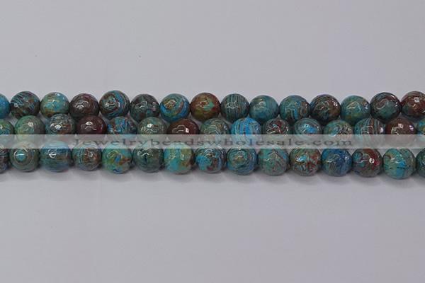 CAG9483 15.5 inches 10mm faceted round blue crazy lace agate beads