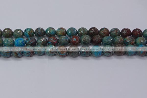 CAG9484 15.5 inches 12mm faceted round blue crazy lace agate beads