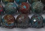 CAG9485 15.5 inches 14mm faceted round blue crazy lace agate beads