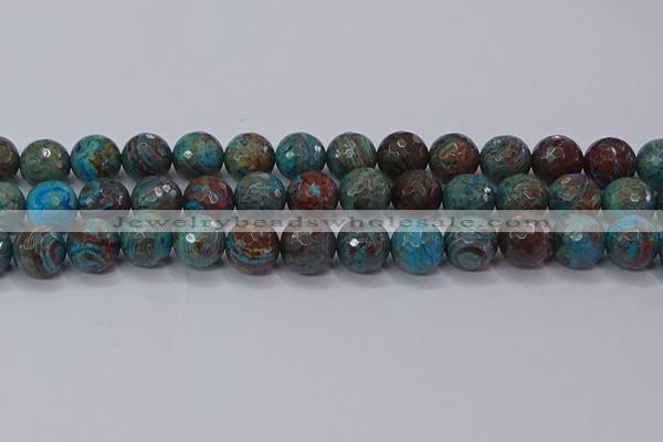 CAG9485 15.5 inches 14mm faceted round blue crazy lace agate beads