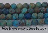 CAG9492 15.5 inches 4mm round matte blue crazy lace agate beads