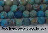 CAG9493 15.5 inches 6mm round matte blue crazy lace agate beads