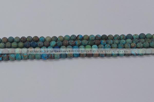 CAG9493 15.5 inches 6mm round matte blue crazy lace agate beads