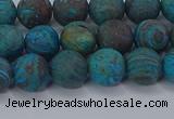 CAG9494 15.5 inches 8mm round matte blue crazy lace agate beads