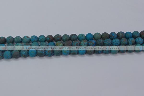 CAG9494 15.5 inches 8mm round matte blue crazy lace agate beads