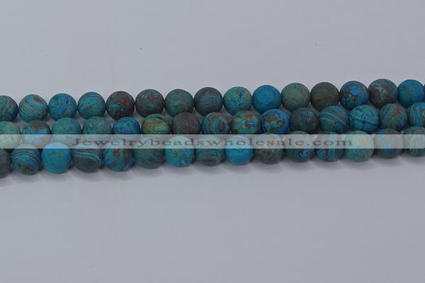 CAG9496 15.5 inches 12mm round matte blue crazy lace agate beads