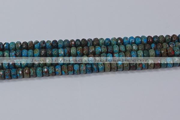 CAG9504 15.5 inches 5*8mm faceted rondelle blue crazy lace agate beads