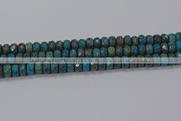 CAG9505 15.5 inches 6*10mm faceted rondelle blue crazy lace agate beads