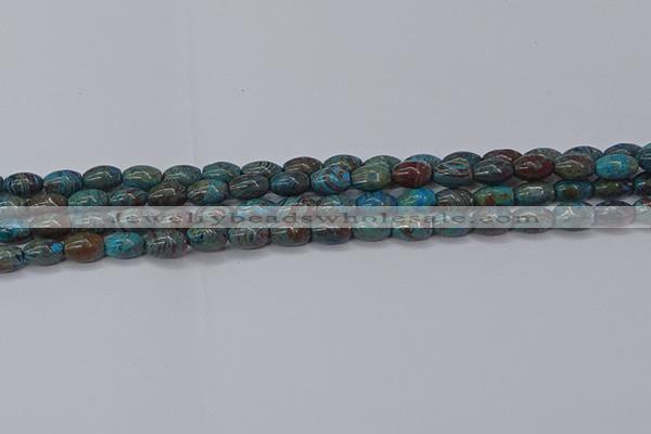 CAG9510 15.5 inches 5*8mm rice blue crazy lace agate beads