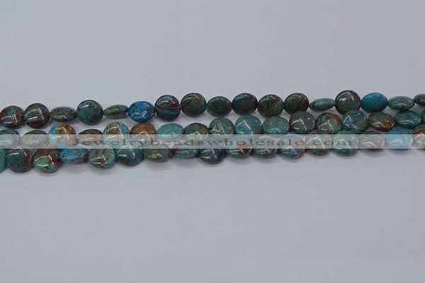 CAG9513 15.5 inches 10mm flat round blue crazy lace agate beads