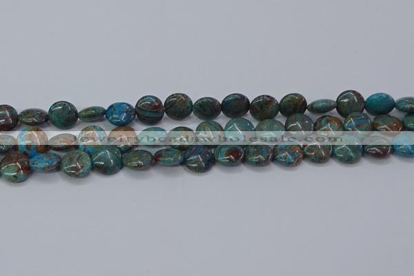 CAG9514 15.5 inches 12mm flat round blue crazy lace agate beads