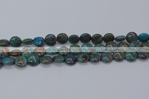 CAG9515 15.5 inches 14mm flat round blue crazy lace agate beads