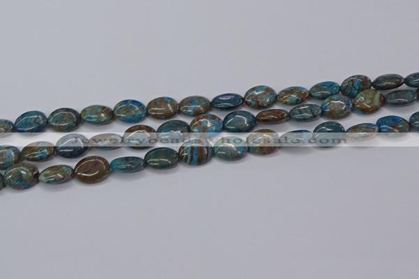 CAG9520 15.5 inches 10*14mm oval blue crazy lace agate beads