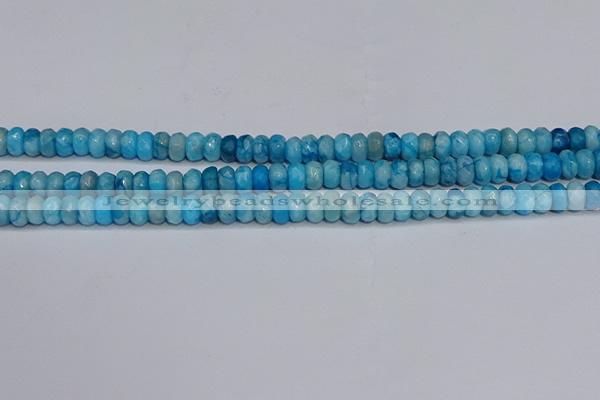 CAG9577 15.5 inches 4*6mm faceted rondelle crazy lace agate beads