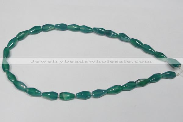 CAG958 15.5 inches 8*14mm faceted rice green agate gemstone beads