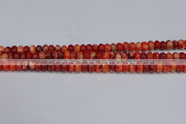 CAG9587 15.5 inches 5*8mm faceted rondelle crazy lace agate beads