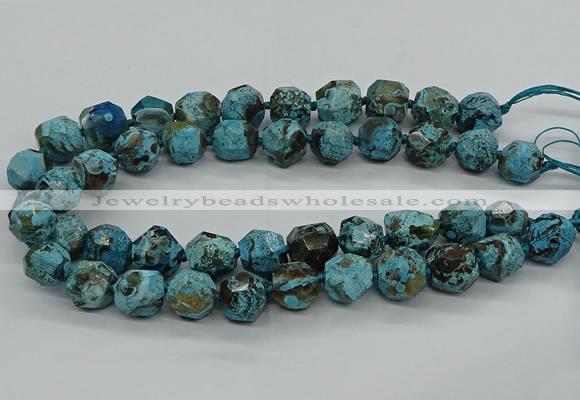 CAG9612 15.5 inches 14*16mm - 15*18mm faceted nuggets ocean agate beads