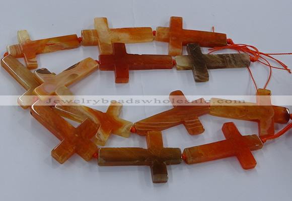 CAG9628 15.5 inches 32*48mm - 35*50mm cross dragon veins agate beads