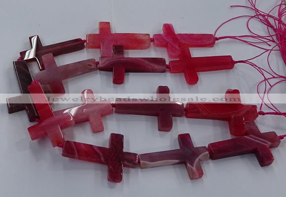 CAG9629 15.5 inches 32*48mm - 35*50mm cross dragon veins agate beads