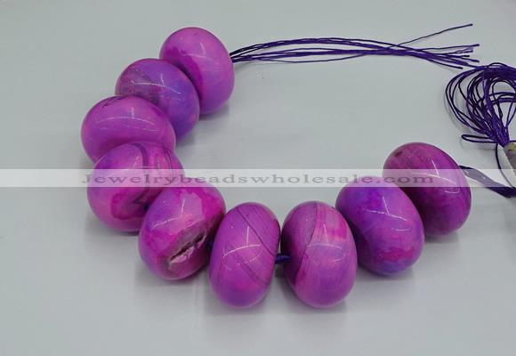 CAG9682 7.5 inches 20*35mm rondelle agate gemstone beads