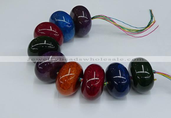 CAG9686 7.5 inches 20*35mm rondelle agate gemstone beads