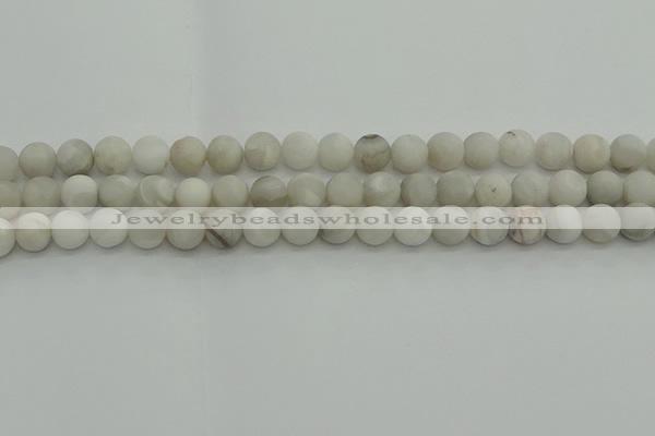 CAG9702 15.5 inches 8mm round matte grey agate beads wholesale