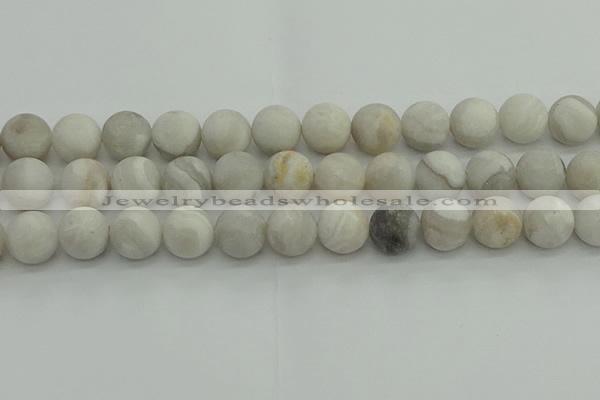 CAG9705 15.5 inches 14mm round matte grey agate beads wholesale