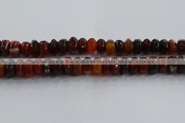 CAG9766 15.5 inches 8*16mm faceted rondelle agate gemstone beads