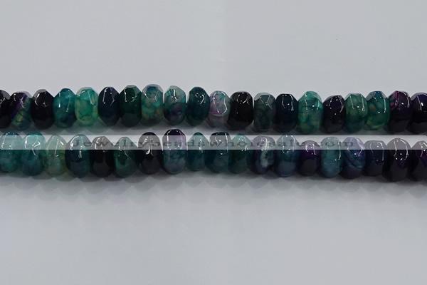 CAG9767 15.5 inches 8*16mm faceted rondelle agate gemstone beads