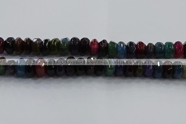 CAG9771 15.5 inches 8*16mm faceted rondelle agate gemstone beads