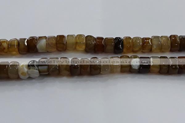 CAG9776 15.5 inches 8*16mm faceted rondelle agate gemstone beads