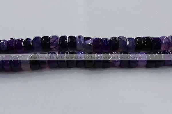 CAG9778 15.5 inches 8*16mm faceted rondelle agate gemstone beads