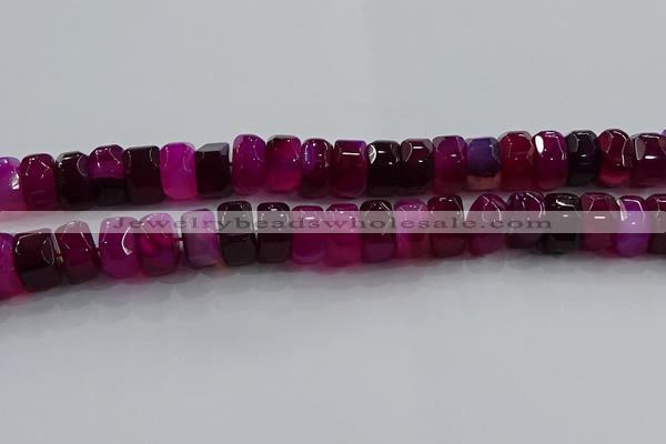 CAG9779 15.5 inches 8*16mm faceted rondelle agate gemstone beads