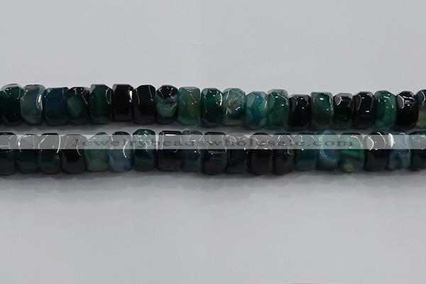 CAG9784 15.5 inches 8*16mm faceted rondelle agate gemstone beads