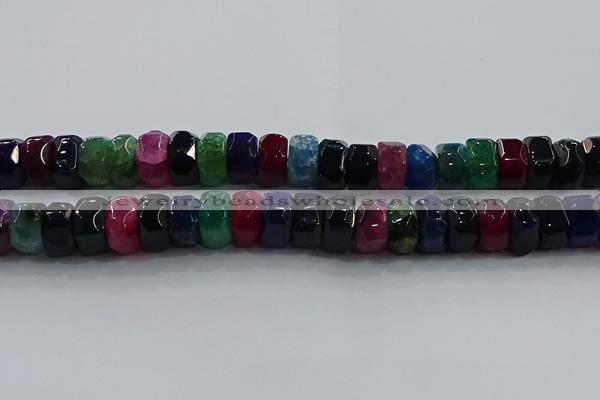 CAG9788 15.5 inches 8*16mm faceted rondelle agate gemstone beads