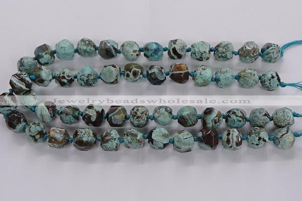 CAG9801 15.5 inches 12*14mm - 14*16mm faceted nuggets ocean agate beads