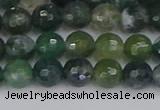 CAG9824 15.5 inches 6mm faceted round moss agate beads