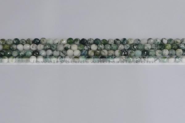 CAG9837 15.5 inches 4mm faceted round tree agate beads