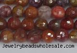 CAG9845 15.5 inches 4mm faceted round red moss agate beads