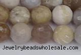 CAG9855 15.5 inches 10mm faceted round ocean fossil agate beads