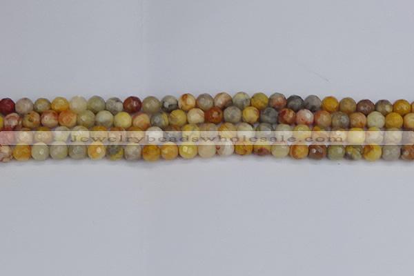 CAG9868 15.5 inches 4mm faceted round yellow crazy lace agate beads