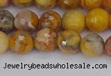 CAG9870 15.5 inches 8mm faceted round yellow crazy lace agate beads