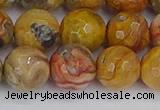 CAG9872 15.5 inches 12mm faceted round yellow crazy lace agate beads