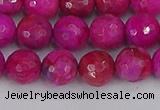 CAG9877 15.5 inches 8mm faceted round fuchsia crazy lace agate beads